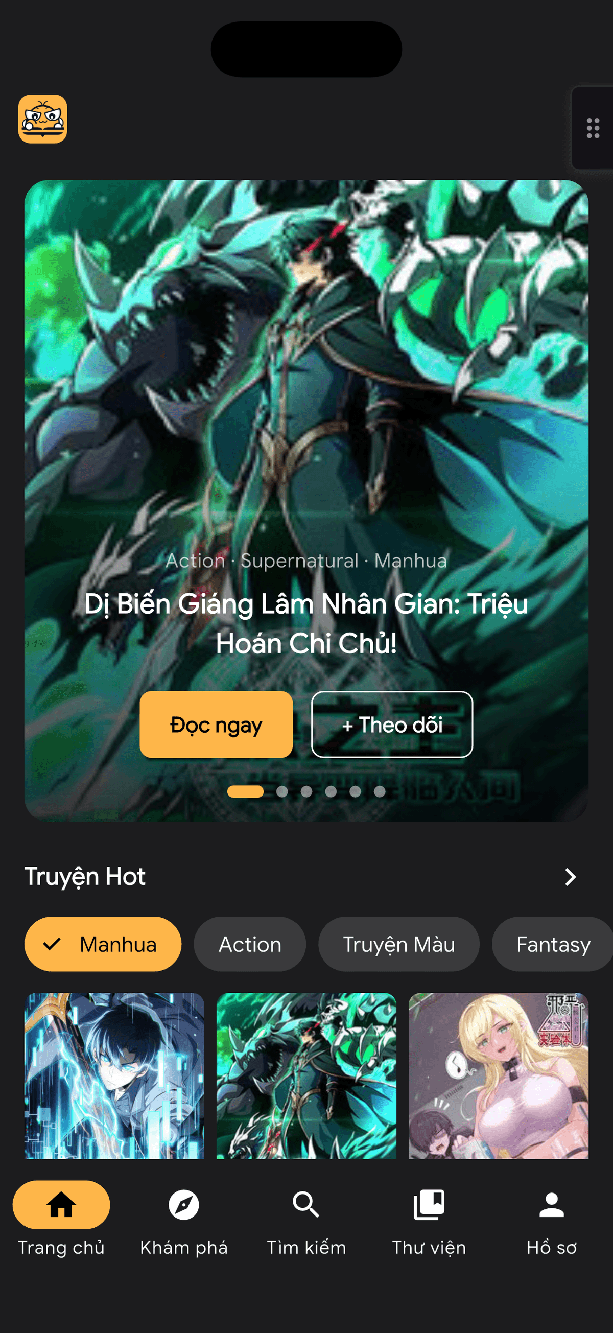 Giao diện ứng dụng BeeBook Comics